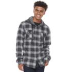 Men's Trinity Collective Hooded Button-down Flannel Shirt, Size: Large, Grey