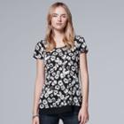 Women's Simply Vera Vera Wang Crinkle Tee, Size: Small, Dark Grey