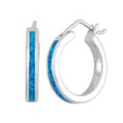Lab-created Blue Opal Sterling Silver Hoop Earrings, Women's