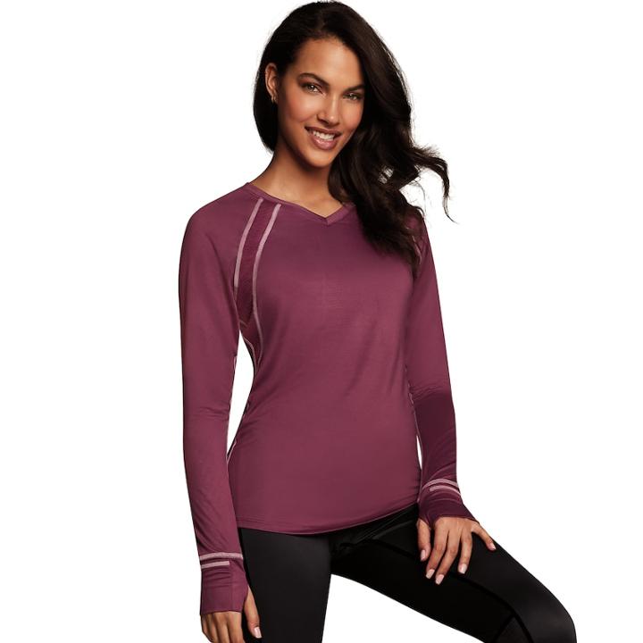Women's Maidenform Active Thumb Hole Top, Size: Xxl, Purple