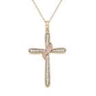 Two Tone 10k Gold 1/5 Carat T.w. Diamond Cross Pendant, Women's, Size: 18, White