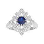 Sterling Silver Lab-created Sapphire & White Topaz Flower Ring, Women's, Size: 7, Blue