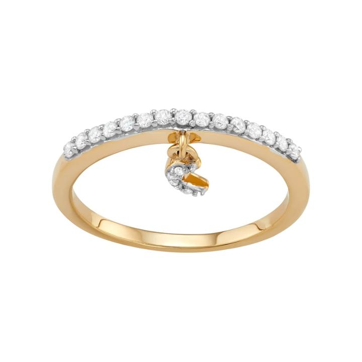 Sterling Silver 1/5 Carat T.w. Diamond Dangling Half Moon Ring, Women's, Size: 7, White