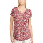 Women's Chaps Print Lace-up Top, Size: Large, Purple