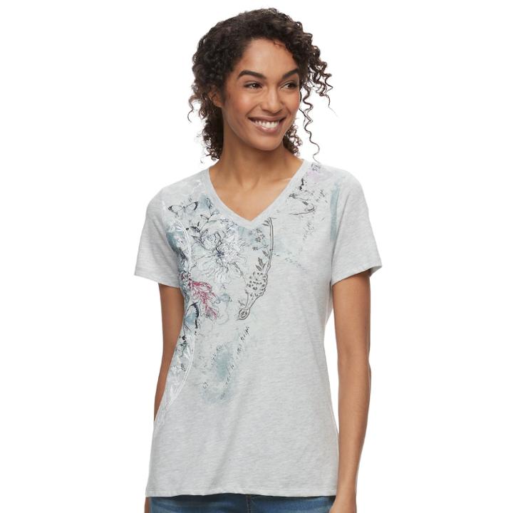 Women's Sonoma Goods For Life&trade; V-neck Graphic Tee, Size: Small, Light Grey