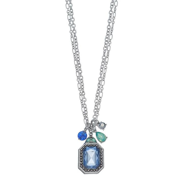 Simply Vera Vera Wang Blue Geometric Stone Charm Necklace, Women's, Brt Blue
