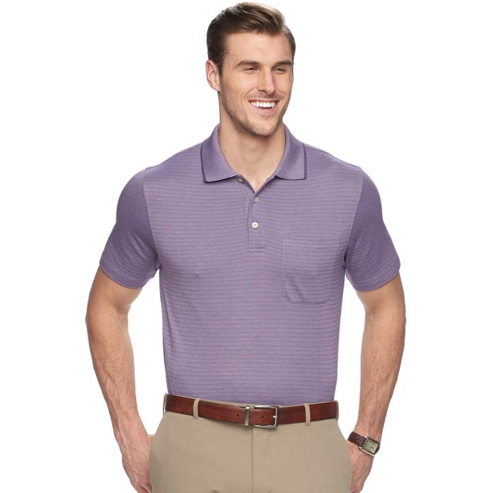 Men's Van Heusen Flex Classic-fit Jacquard Striped Polo, Size: Medium, Lt Purple