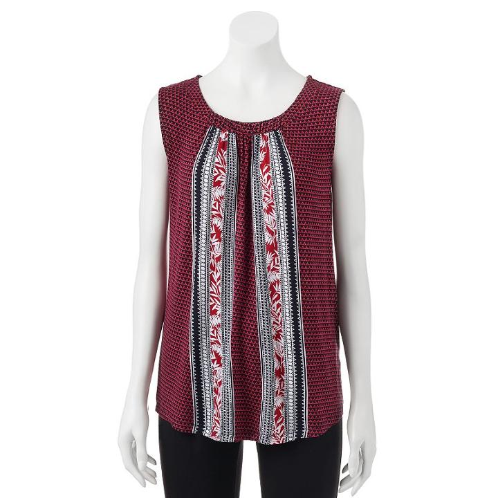 Women's Croft & Barrow® Medallion Shirred Tank, Size: Xxl, Brt Red