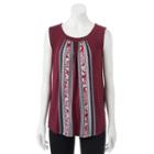 Women's Croft & Barrow&reg; Medallion Shirred Tank, Size: Xxl, Brt Red
