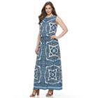 Plus Size Suite 7 Paisley Blouson Maxi Dress, Women's, Size: 18 W, Blue Other