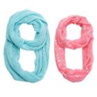 Girls 4-16 2-pk. Printed Foil & Solid Knit Scarves, Dark Pink