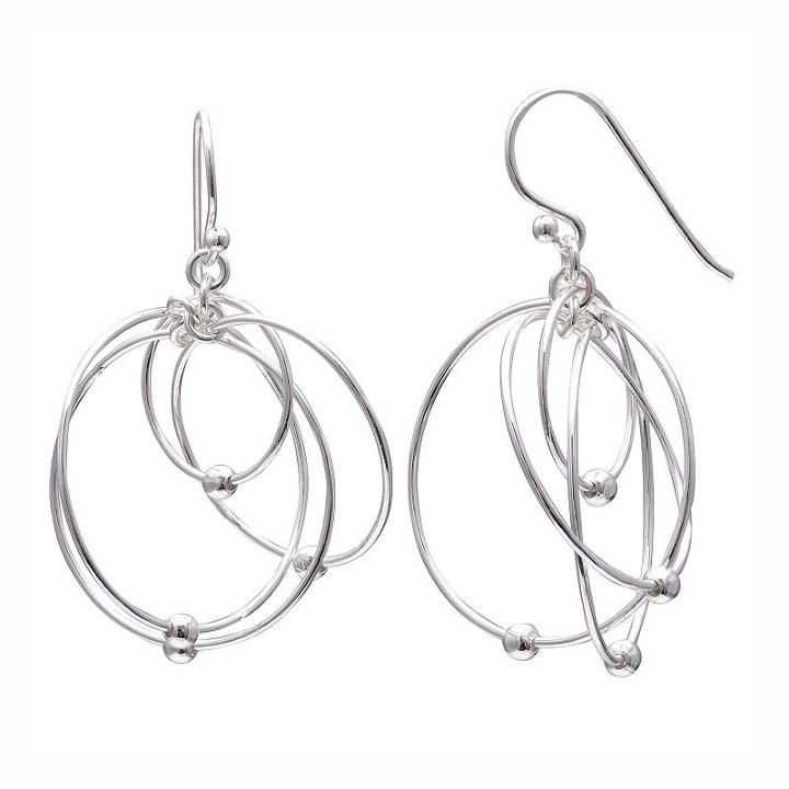 Primrose Sterling Silver Interlocking Hoop Drop Earrings, Women's, Grey