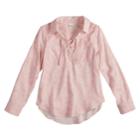 Girls 7-16 & Plus Size Mudd&reg; Lace-up Popover Chambray Shirt, Size: 14, Light Pink