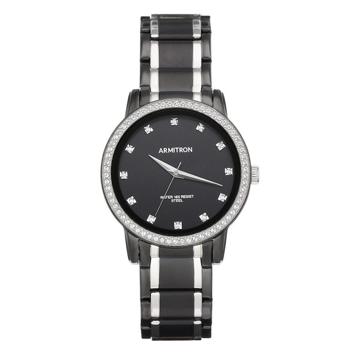 Armitron Men's Crystal Two Tone Dress Watch - 20/5328bktb, Size: Large, Multicolor