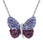 Diamonluxe Crystal Sterling Silver Butterfly Necklace - Made With Swarovski Crystals, Women's, Purple