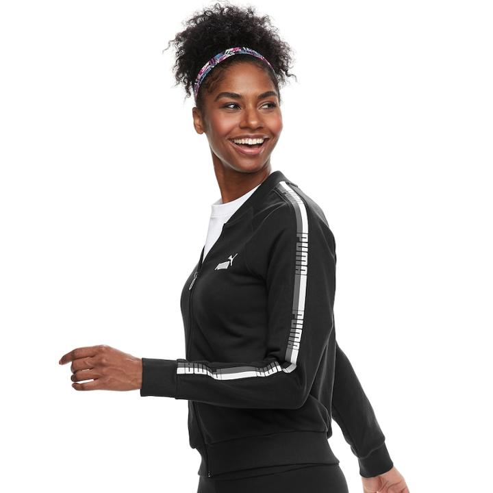 Women's Puma Graphic Tape Full-zip Jacket, Size: Xl, Black