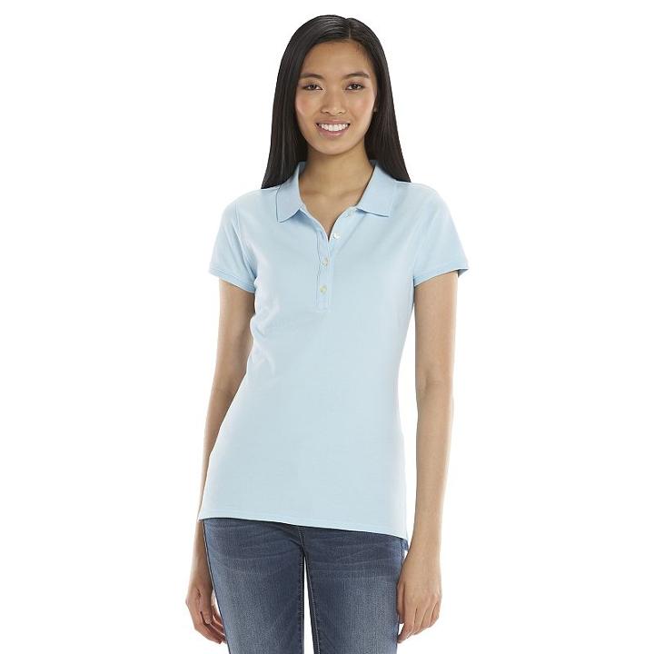 So&reg; Solid School Uniform Juniors' Polo, Girl's, Size: Small, Med Blue