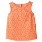 Sonoma Goods For Life, Girls 4-12 &trade; Woven Eyelet Overlay Tank Top, Girl's, Size: 7, Brt Orange