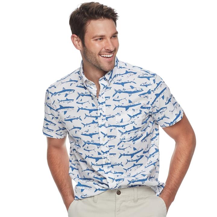 Men's Sonoma Goods For Life&trade; Slim-fit Poplin Button-down Shirt, Size: Small, Natural