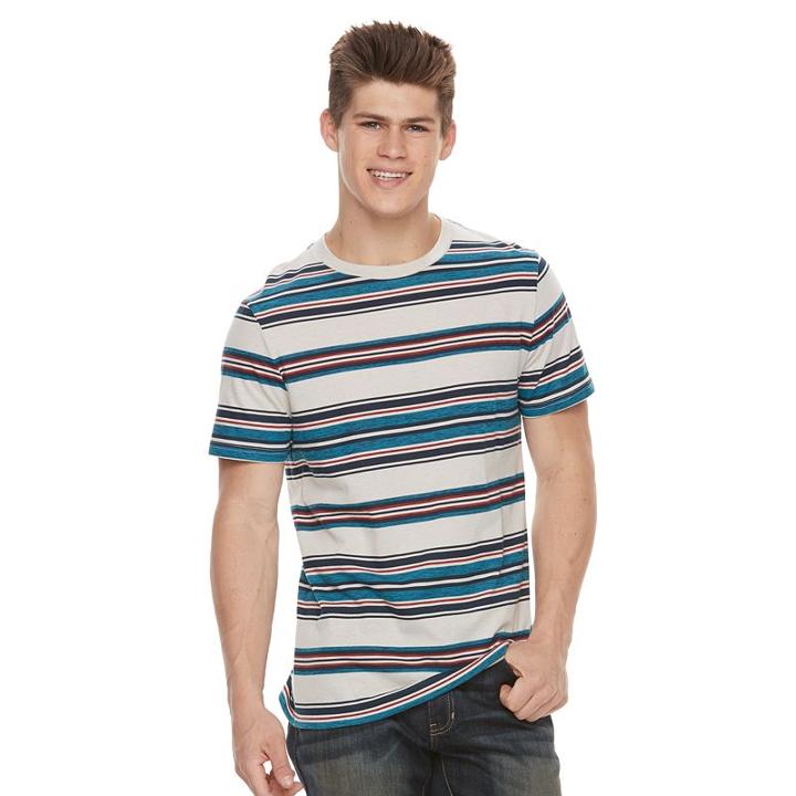 Men's Urban Pipeline&reg; Striped Tee, Size: Large, Lt Beige