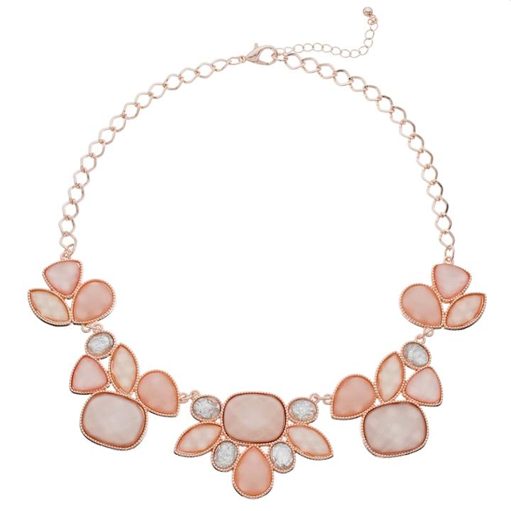 Cabochon Bib Statement Necklace, Women's, Light Pink