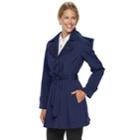 Women's Tower By London Fog Hooded Double Lapel Raincoat, Size: Xl, Med Purple