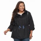 Plus Size D.e.t.a.i.l.s Hooded Roll-tab Packable Anorak Jacket, Women's, Size: 3xl, Black