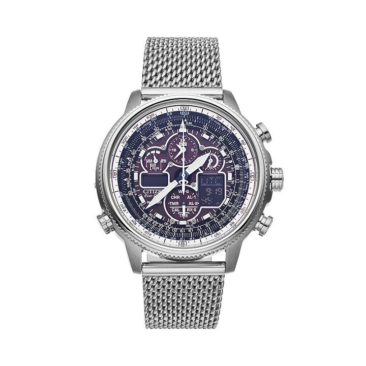 Citizen Men's Eco-drive Navihawk A-t Stainless Steel Chronograph Watch - Jy8030-83e, Silver
