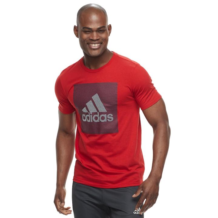 Men's Adidas Mesh Logo Tee, Size: Xxl, Red
