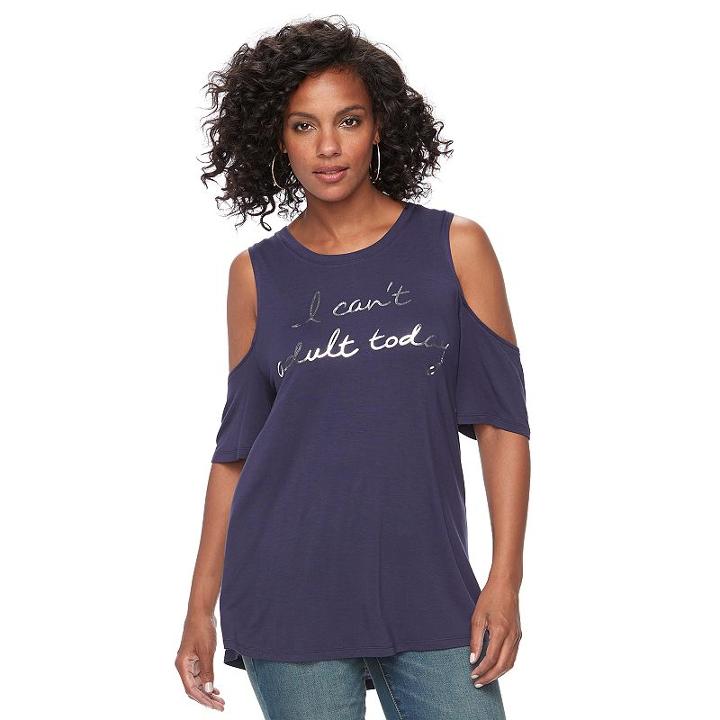 Women's Apt. 9&reg; Cold-shoulder Graphic Tee, Size: Xxl, Dark Blue