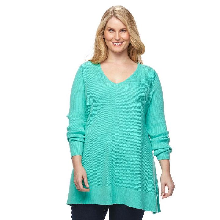 Plus Size Croft & Barrow&reg; Ribbed Tunic Sweater, Women's, Size: 1xl, Brt Blue