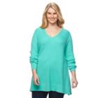 Plus Size Croft & Barrow&reg; Ribbed Tunic Sweater, Women's, Size: 1xl, Brt Blue