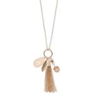 Mudd&reg; Acorn, Leaf & Tassel Charm Necklace, Girl's, Pink