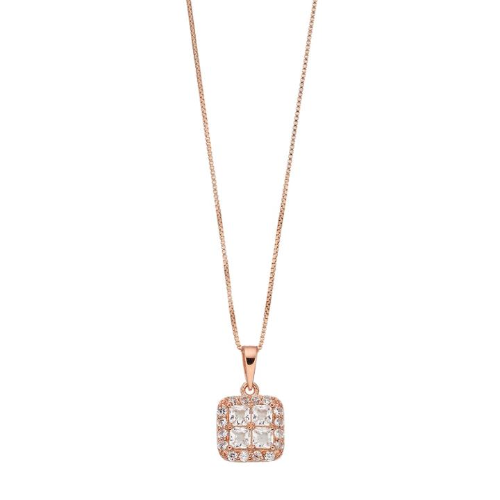 Pure Radiance Lab-created White Sapphire & Diamond Accent Square Cluster Pendant, Women's, Size: 18