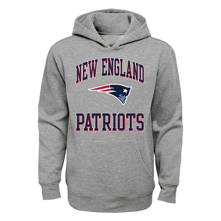 Boys 8-20 New England Patriots Promo Fleece Hoodie, Boy's, Size: L(14/16), Grey