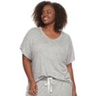 Plus Size Sonoma Goods For Life&trade; Oversized V-neck Tee, Women's, Size: 2xl, Light Grey