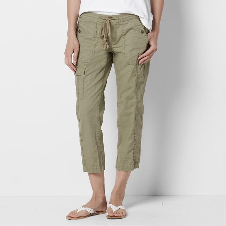 Petite Size Sonoma Goods For Life&trade; Beachy Linen Blend Capris, Women's, Size: 4 Petite, Green