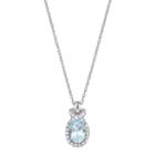 Sterling Silver Blue Topaz & Lab-created White Sapphire Oval Halo Pendant, Women's