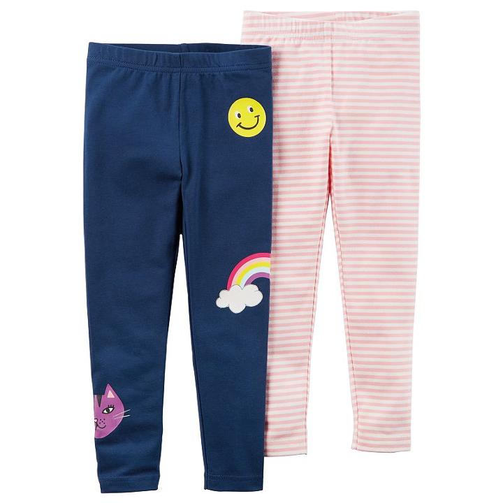 Girls 4-8 Carter's 2-pk. Graphic & Striped Leggings, Size: 6x, Multi