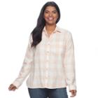 Juniors' Plus Size So&reg; Plaid Lurex Shirt, Teens, Size: 3xl, Lt Orange