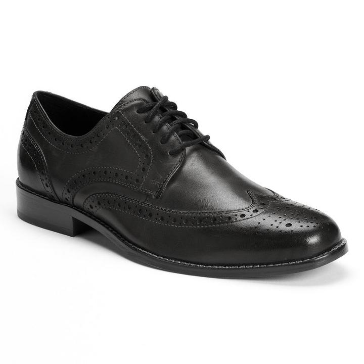 Nunn Bush Nelson Men's Wingtip Oxford Dress Shoes, Size: 8 Wide, Black