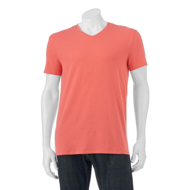 Men's Apt. 9 Solid V-neck Tee, Size: Large, Light Red