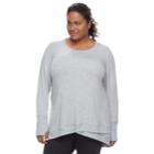 Plus Size Tek Gear Crossover Hem Tunic Top, Women's, Size: 1xl, Med Grey