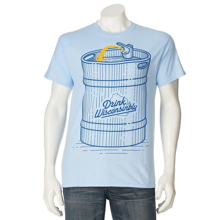 Men's Drink Wisconsinbly Beer Bubbler Tee, Size: Medium, Light Blue