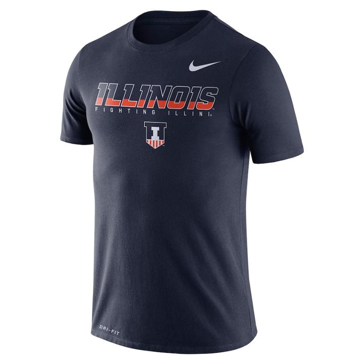 Men's Nike Illinois Fighting Illini Facility Tee, Size: Small, Blue (navy)