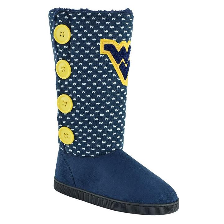 Women's West Virginia Mountaineers Button Boots, Size: Medium, Black