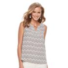 Petite Dana Buchman Keyhole Neck Sleeveless Top, Women's, Size: Xl Petite, Beig/green (beig/khaki)