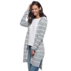 Juniors' So&reg; Hooded Long Cardigan, Teens, Size: Small, Grey