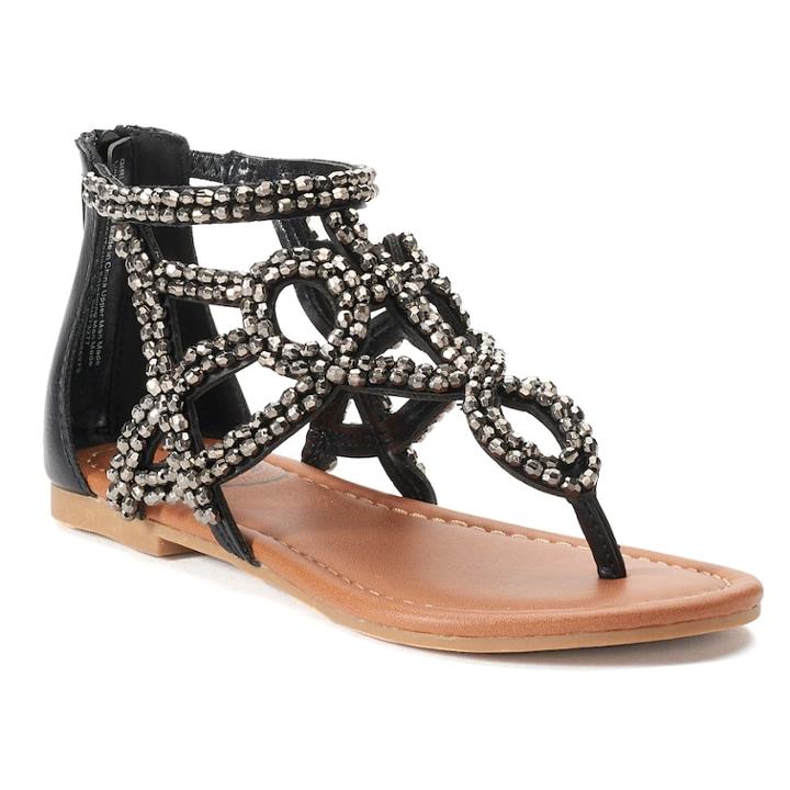 So&reg; Festive Girls' Gladiator Sandals, Size: 13, Black