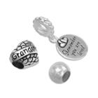 Individuality Beads Sterling Silver Grandma Heart Bead And Remember You Are Loved Disc Charm Set, Women's, Grey